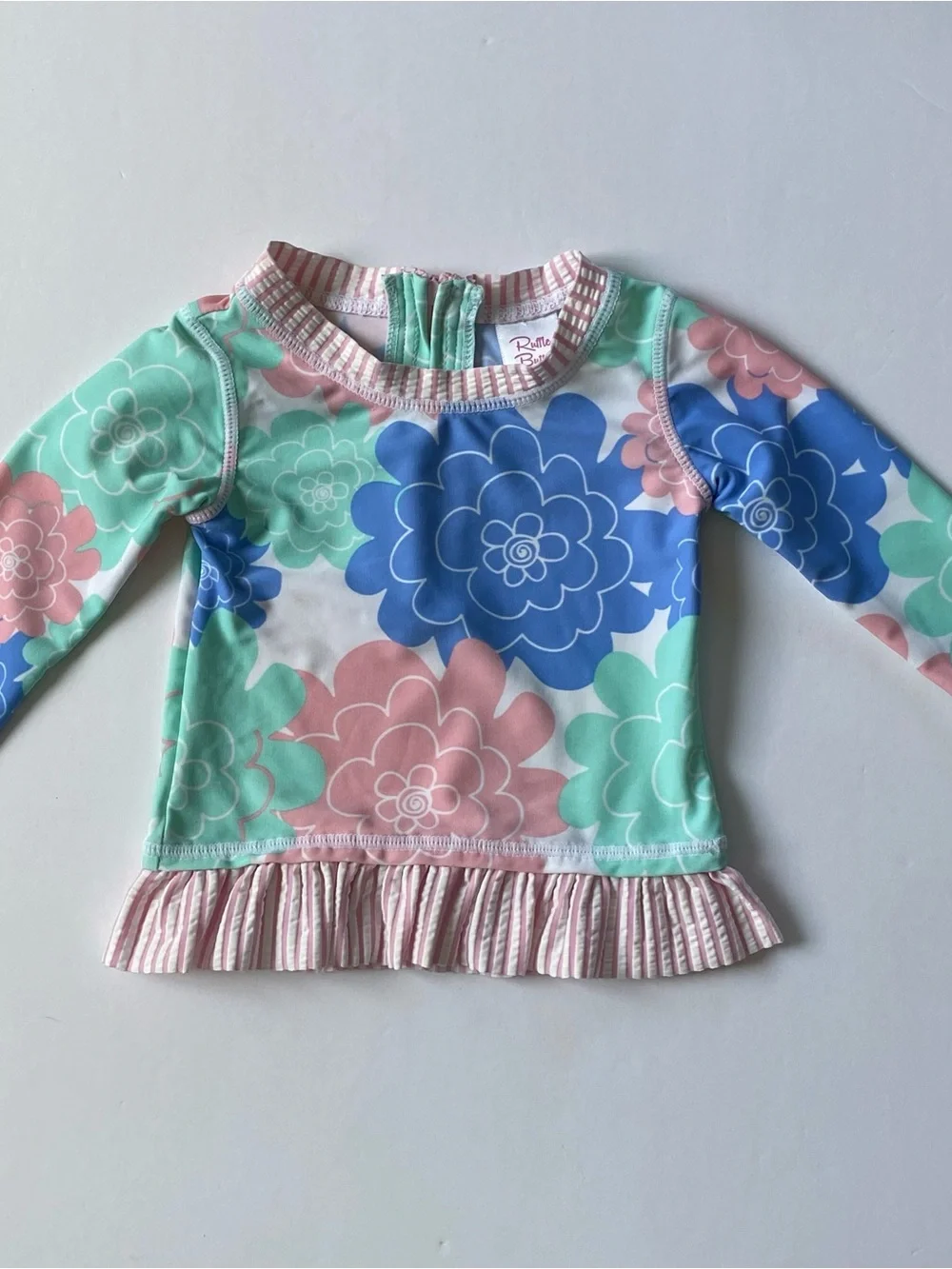Ruffle Butts Shirt Girl's Size 6 12 Months Baby Girls floral fabric work pink